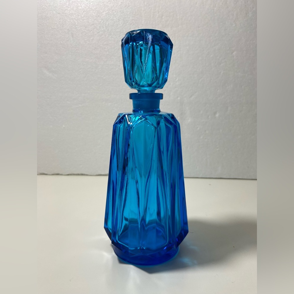 Radiant Cerulean Blue Glass  8.5”Decanters / Cologne Bottles Made In France